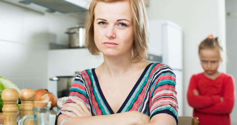franklin music academy - how to keep child motivated -irritated mom and upset daughter standing in kitchen